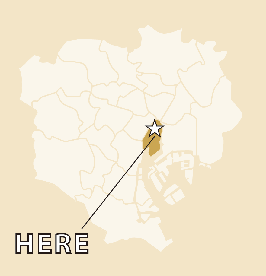 日本橋の場所を示した東京都の地図イラスト